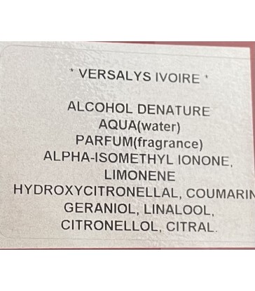 Versalys parfum senteur ivoire